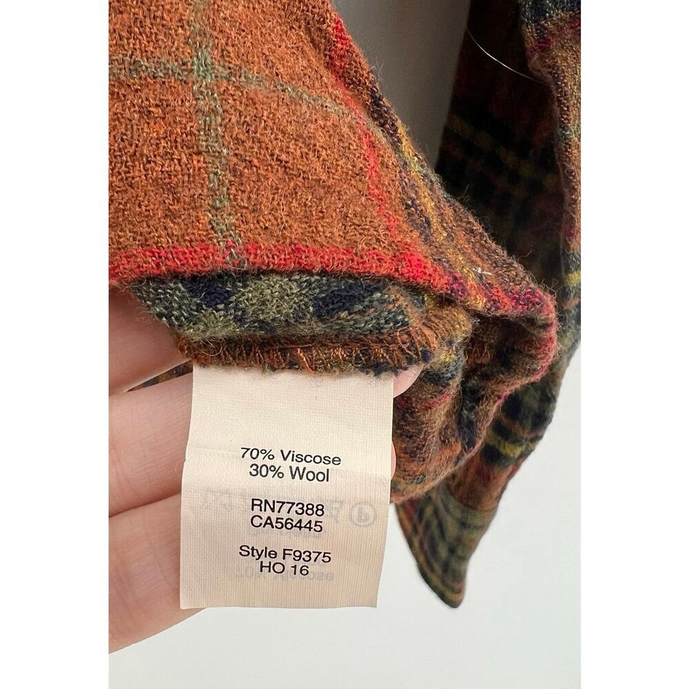 Madewell Plaid Flannel Split-Neck Pullover Blouse Size Large Rust Brown - Picture 4 of 10